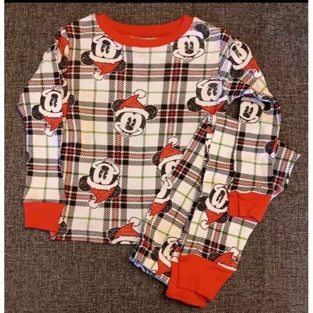pajama 3T New Disney Junior 2 piece Holiday Christmas sleepwear Set Mickey